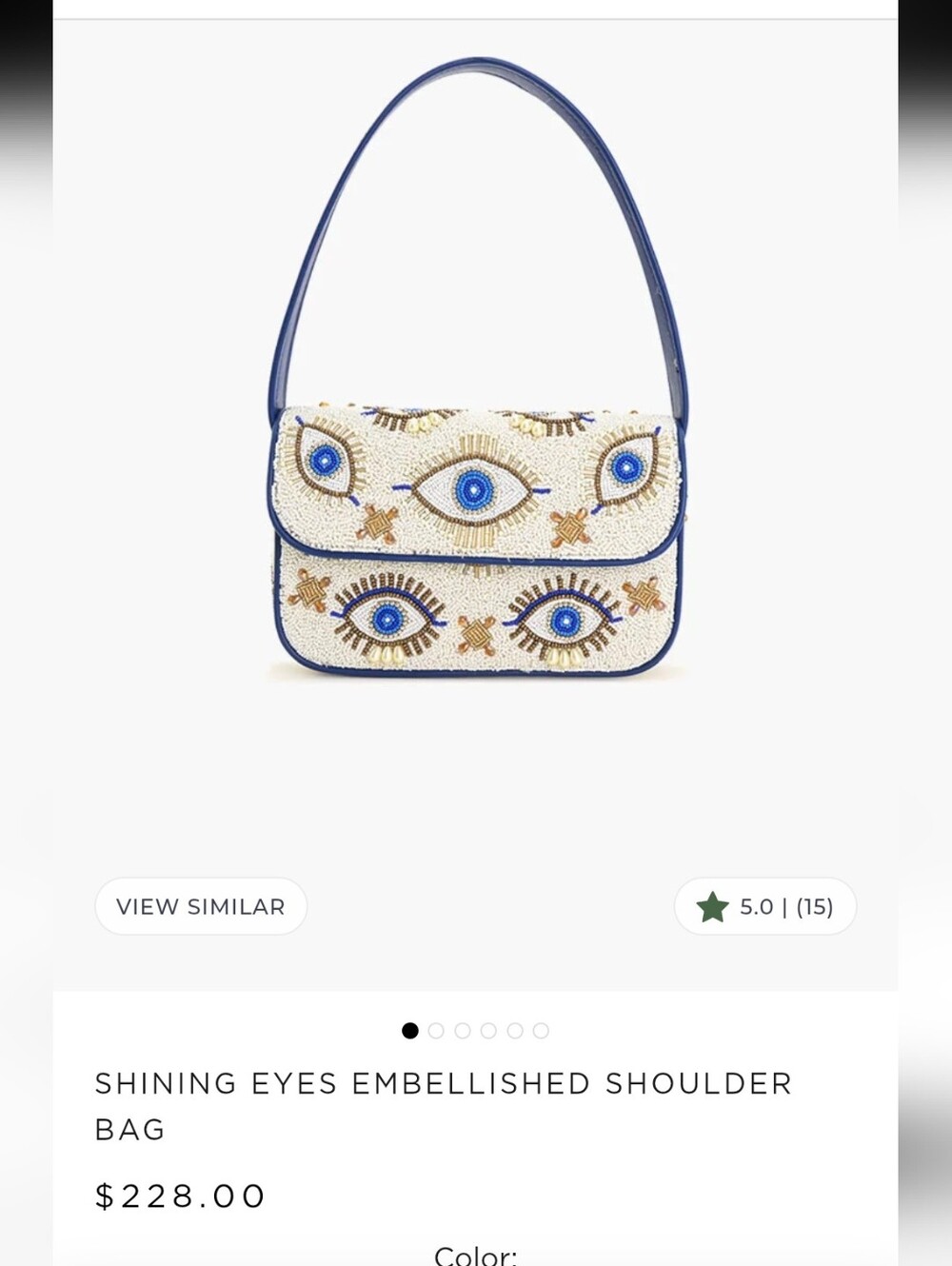 $228 America & Beyond Evil Eye Beaded Shoulder Bag Shining Eyes - Picture 8 of 12
